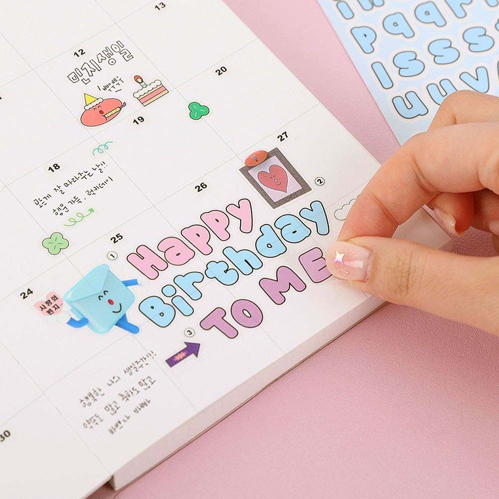 Usage Example - Ddung Phabet Transparent Line Alphabet Sticker Set